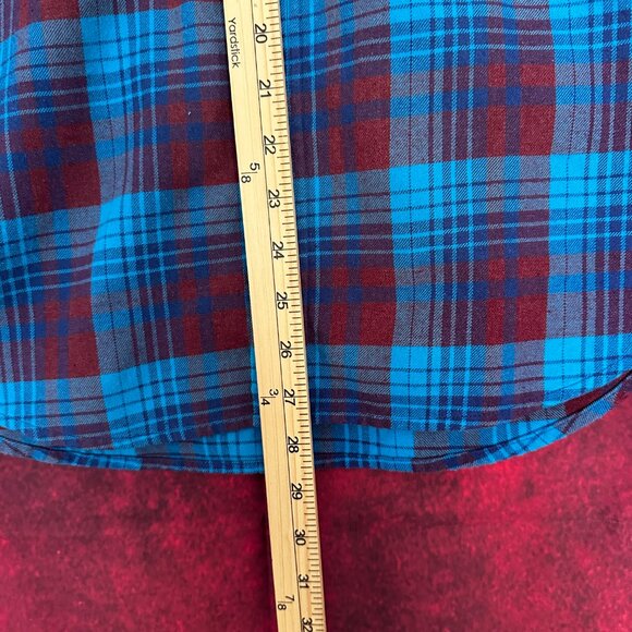LEVI'S CLASSIC WESTERN FLANEL SHIRT, BLUE & RED PLAID PEARL SNAP BUTTONS SIZE L - Picture 7 of 11